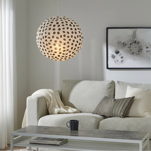 IKEA REGOLIT Pendant Lamp Shade, White/Black Rice Paper 605.302.14 NEW - Picture 2 of 3